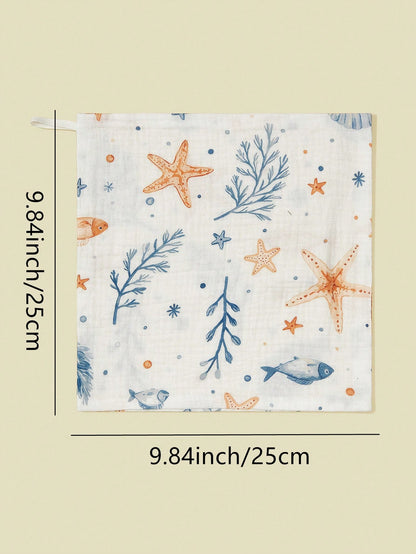 7pcs Soft & Comfortable 100% Cotton Baby Bibs, Solid Color, Floral, Cartoon Animal Printed Baby Cotton Gauze Burp Cloths, Feeding Handkerchiefs, Essential For Newborns