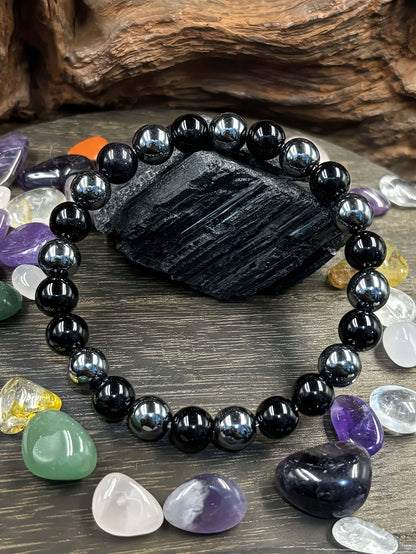 8mm Hematite Obsidian Powerful Protection Bracelet, Grounding, Absorb Negative Energy Bracelet For Men Women Vintage Jewelry Parts, Birthday Gifts