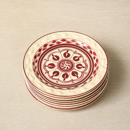 Adams Titian Ware Della Robia pattern bread & butter plate with crimson handpainted interior