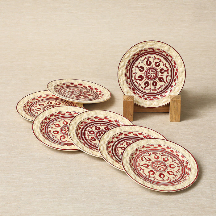 Adams Titian Ware Della Robia pattern bread & butter plate with crimson handpainted interior