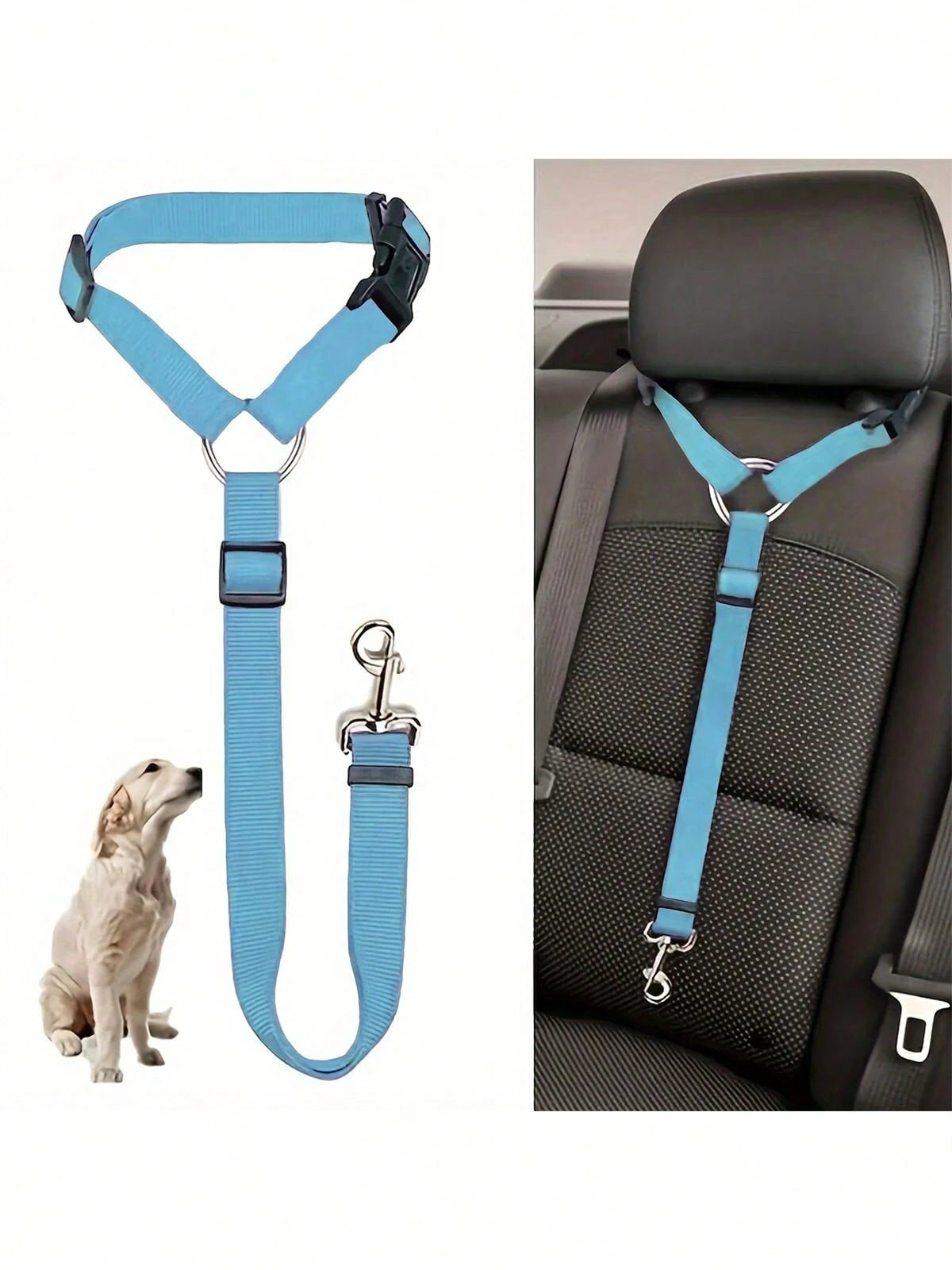 Adjustable Nylon Pet Car Seat Belt, Dog Cat Seatbelt Harness With Front Headrest Restraint, Vehicle Traction Rope, Pet Restraint Lead, Durable Dog Car Accessories, Car Seat Belt For Dogs And Cats