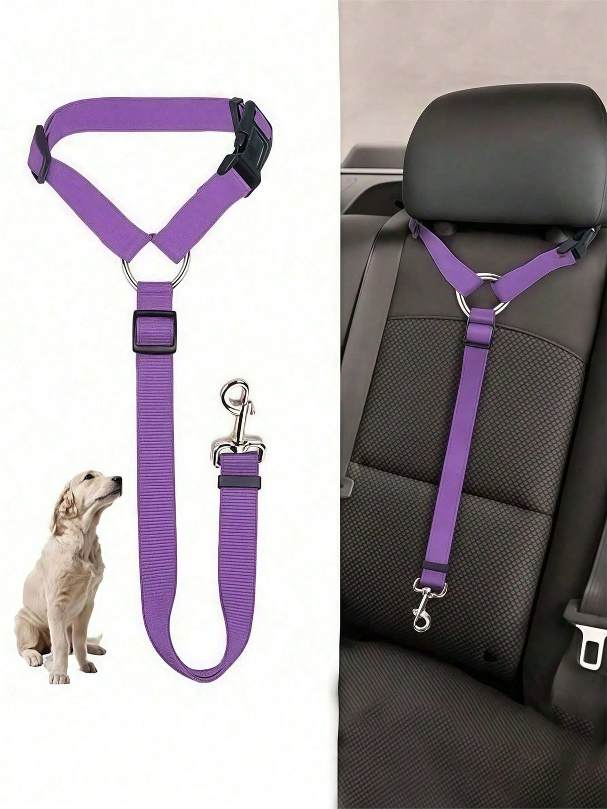 Adjustable Nylon Pet Car Seat Belt, Dog Cat Seatbelt Harness With Front Headrest Restraint, Vehicle Traction Rope, Pet Restraint Lead, Durable Dog Car Accessories, Car Seat Belt For Dogs And Cats