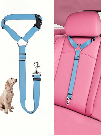 Adjustable Nylon Pet Car Seat Belt, Dog Cat Seatbelt Harness With Front Headrest Restraint, Vehicle Traction Rope, Pet Restraint Lead, Durable Dog Car Accessories, Car Seat Belt For Dogs And Cats