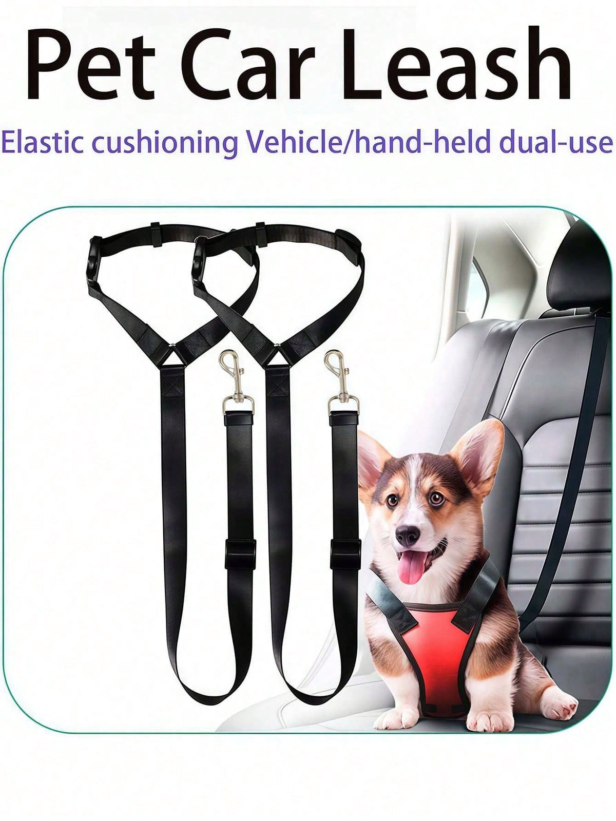 Adjustable Nylon Pet Car Seat Belt, Dog Cat Seatbelt Harness With Front Headrest Restraint, Vehicle Traction Rope, Pet Restraint Lead, Durable Dog Car Accessories, Car Seat Belt For Dogs And Cats