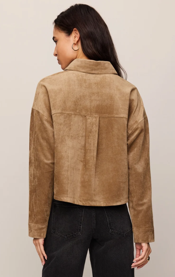 All Day Cropped Suede Jacket, Light Sand - 13 Hub Lane   |  Suede Jackets