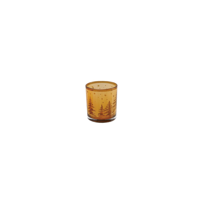 Amber Etched Candle holder