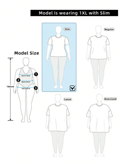 Attitoon Plus Size Women's V-Neck Fitted Long Sleeve T-Shirt, Casual Minimalist Everyday Versatile Party Gathering Vintage Punk Airport Y2K Top, Leopard Chinese Character Distressed Print Pattern, Out