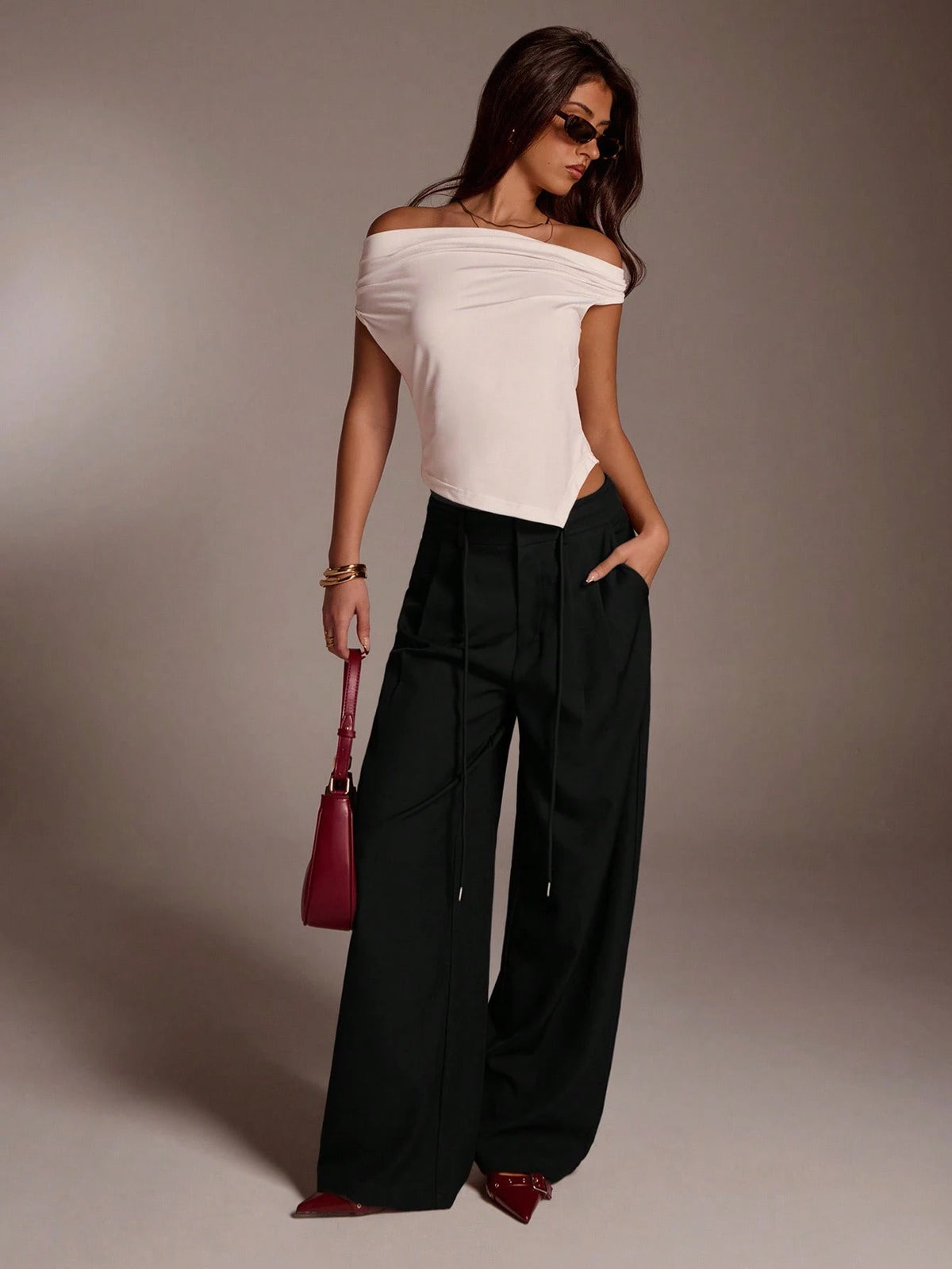Avantive Black Winter Casual Date Pants Women,High Waisted Wide Leg Palazzo Pants,Elegant Office Business Work Clothes,Streetwear Y2k Baggy Straight Trousers