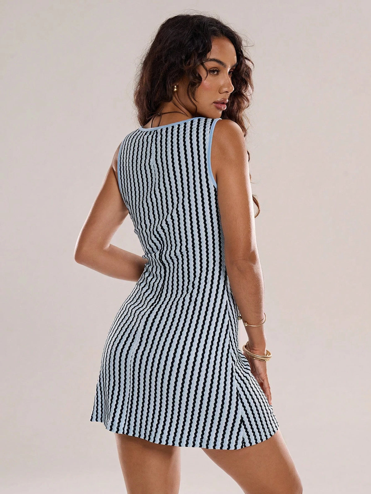Avantive Green Stripe Summer 90s Retro 2000s Casual 70s Elegant Brunch Vacation Women Dress Beach Renaissance Fair Country Concert Y2k Graduation Festival Boho