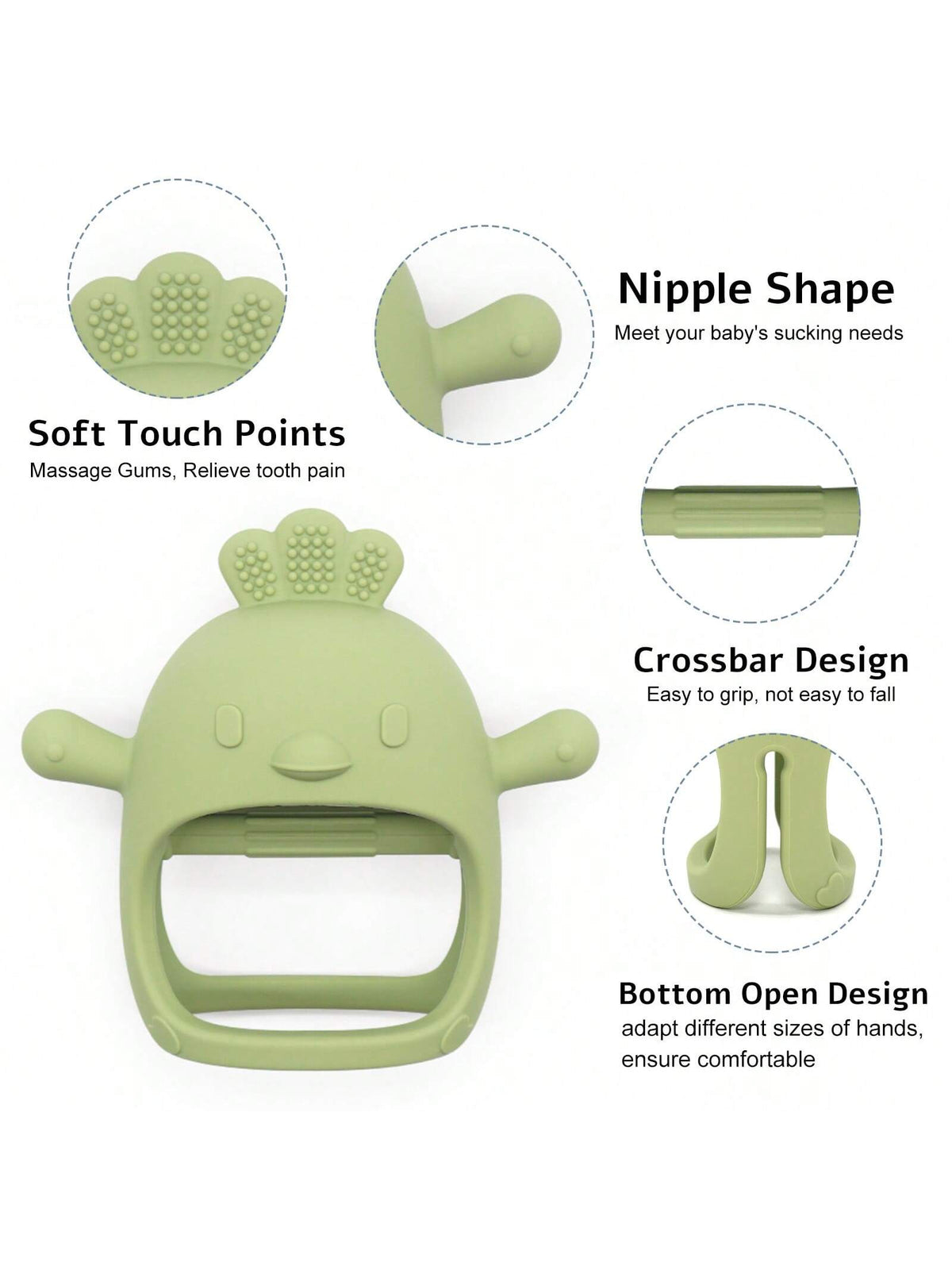 Baby Chick Teether, Silicone Teething Toy Mushroom Shaped Pacifier Massager For Infants