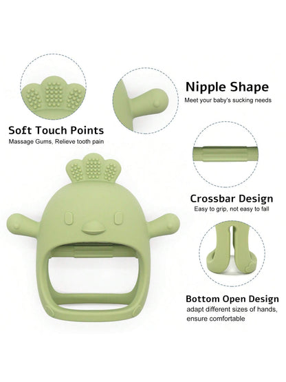 Baby Chick Teether, Silicone Teething Toy Mushroom Shaped Pacifier Massager For Infants