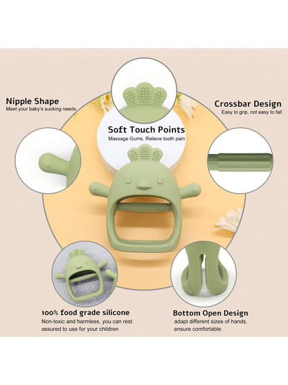 Baby Chick Teether, Silicone Teething Toy Mushroom Shaped Pacifier Massager For Infants