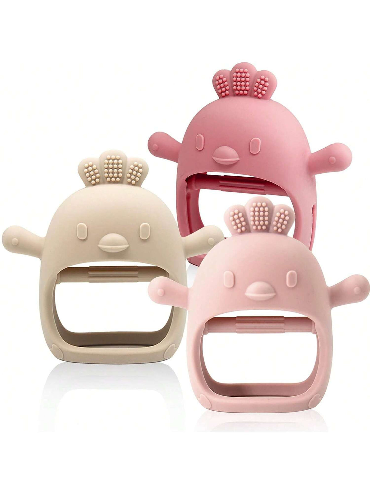 Baby Chick Teether, Silicone Teething Toy Mushroom Shaped Pacifier Massager For Infants