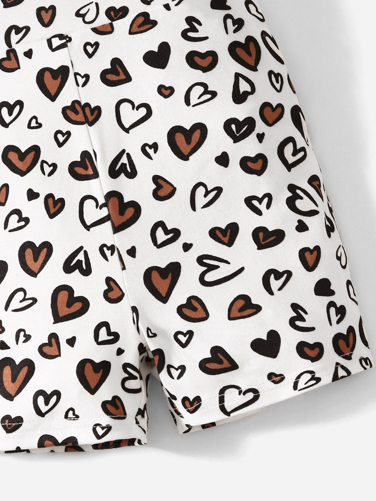 Baby Girl One Shoulder Heart Pattern Romper, Comfortable, Cute And Sweet, Suitable For Summer