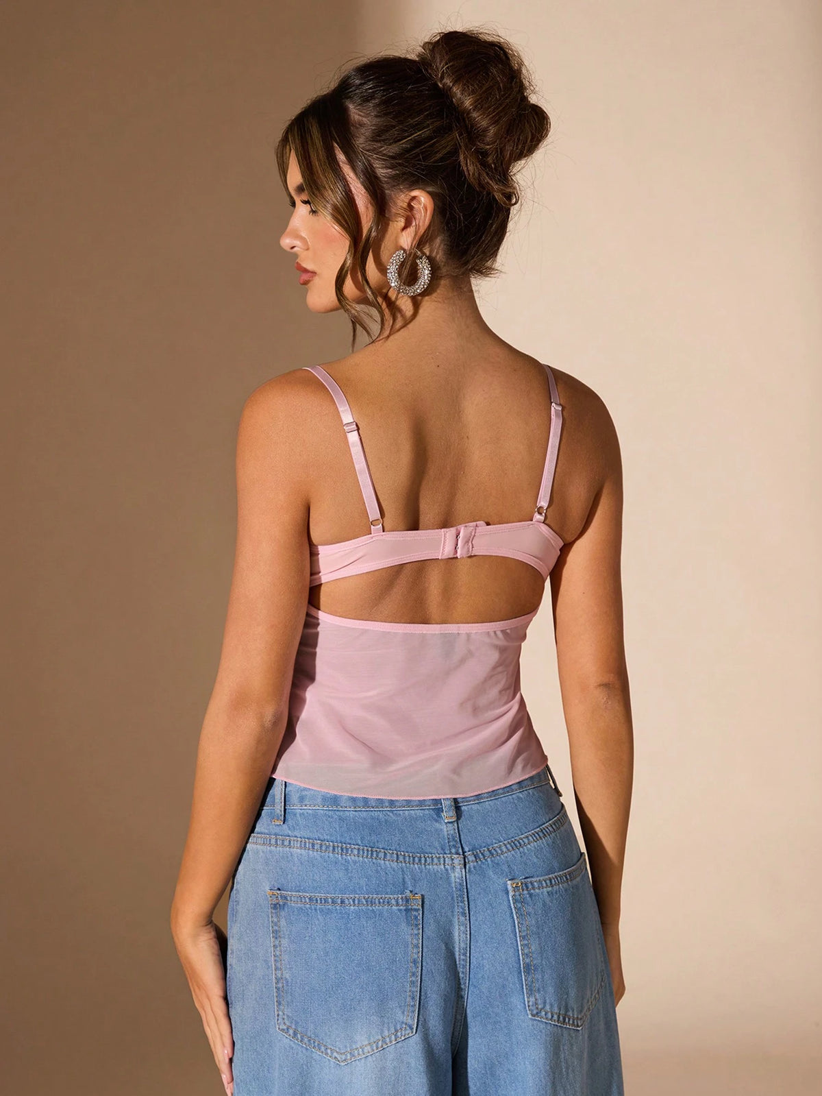 BAE Women's Solid Color Contrast Lace Fitted Camisole