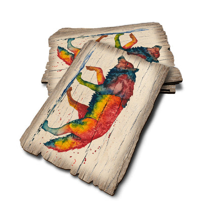 Bartholet's Rainbow Wolf - Weathered Edge Rustic Edge Postcard (5pk // $2.80ea)