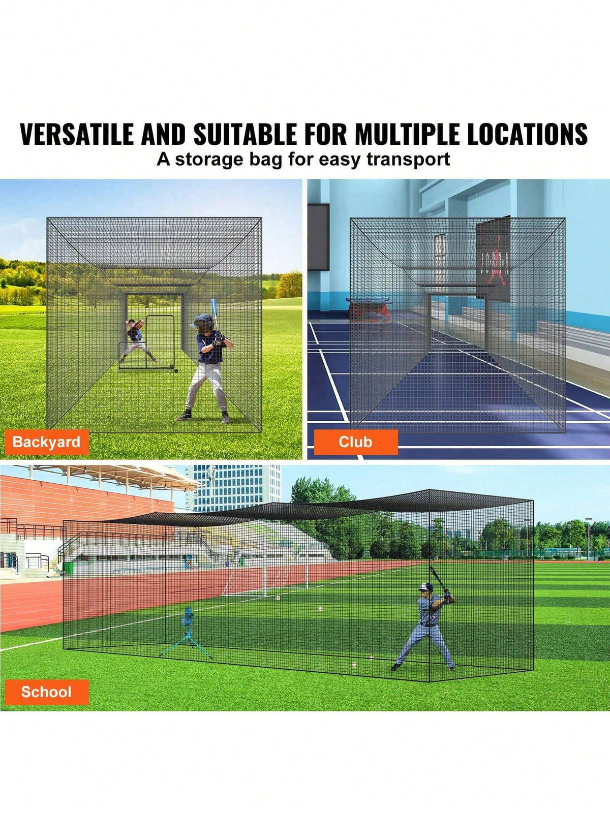 Baseball Batting Netting, Professional Softball Baseball Batting Hitting Training Net, Practice Portable Pitching Cage Net With Door & Carry Bag, Heavy Duty Enclosed PE Netting, 35FT (NET ONLY)