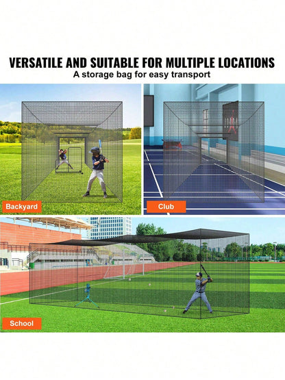 Baseball Batting Netting, Professional Softball Baseball Batting Hitting Training Net, Practice Portable Pitching Cage Net With Door & Carry Bag, Heavy Duty Enclosed PE Netting, 35FT (NET ONLY)