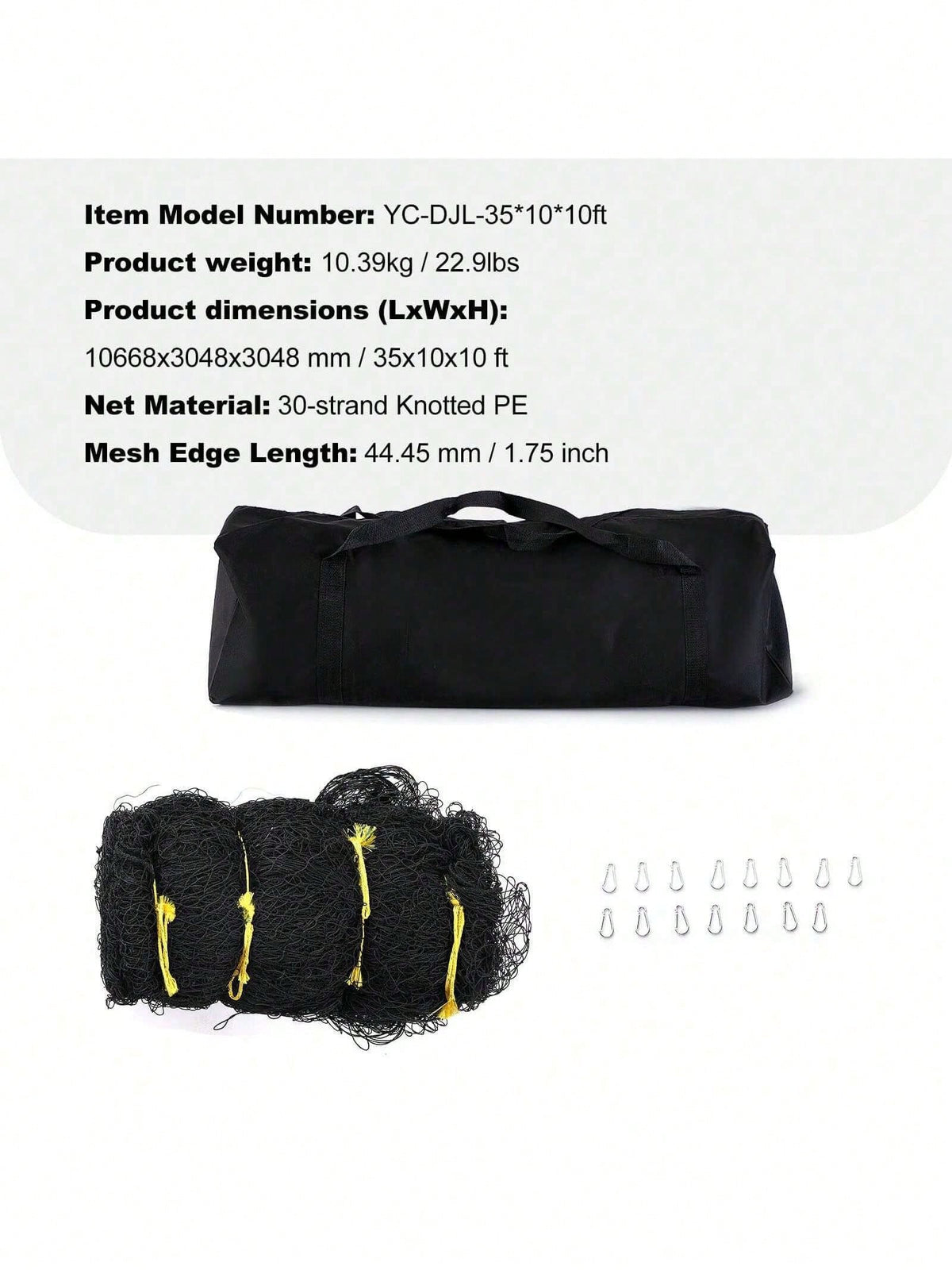 Baseball Batting Netting, Professional Softball Baseball Batting Hitting Training Net, Practice Portable Pitching Cage Net With Door & Carry Bag, Heavy Duty Enclosed PE Netting, 35FT (NET ONLY)