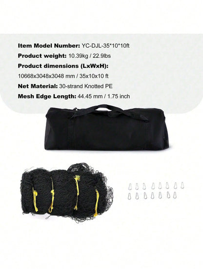 Baseball Batting Netting, Professional Softball Baseball Batting Hitting Training Net, Practice Portable Pitching Cage Net With Door & Carry Bag, Heavy Duty Enclosed PE Netting, 35FT (NET ONLY)
