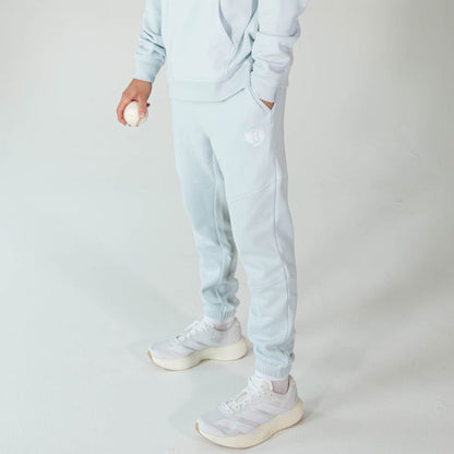 Adult model wearing Blue Baseline joggers