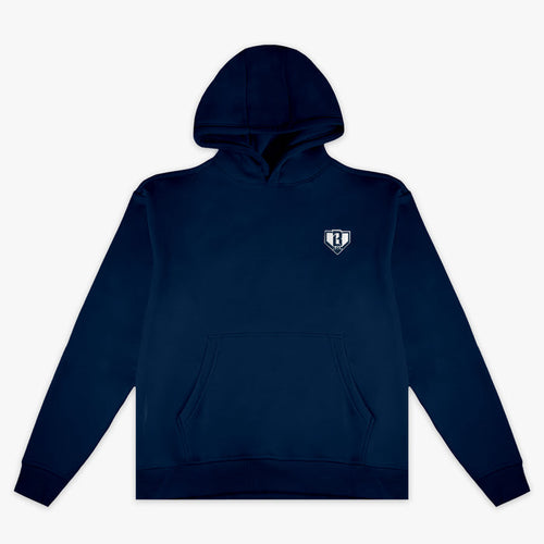 Navy Baseline youth hoodie — front view