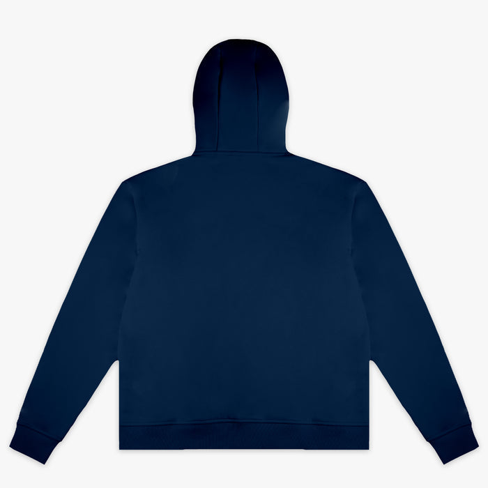 Navy Baseline youth hoodie — back view