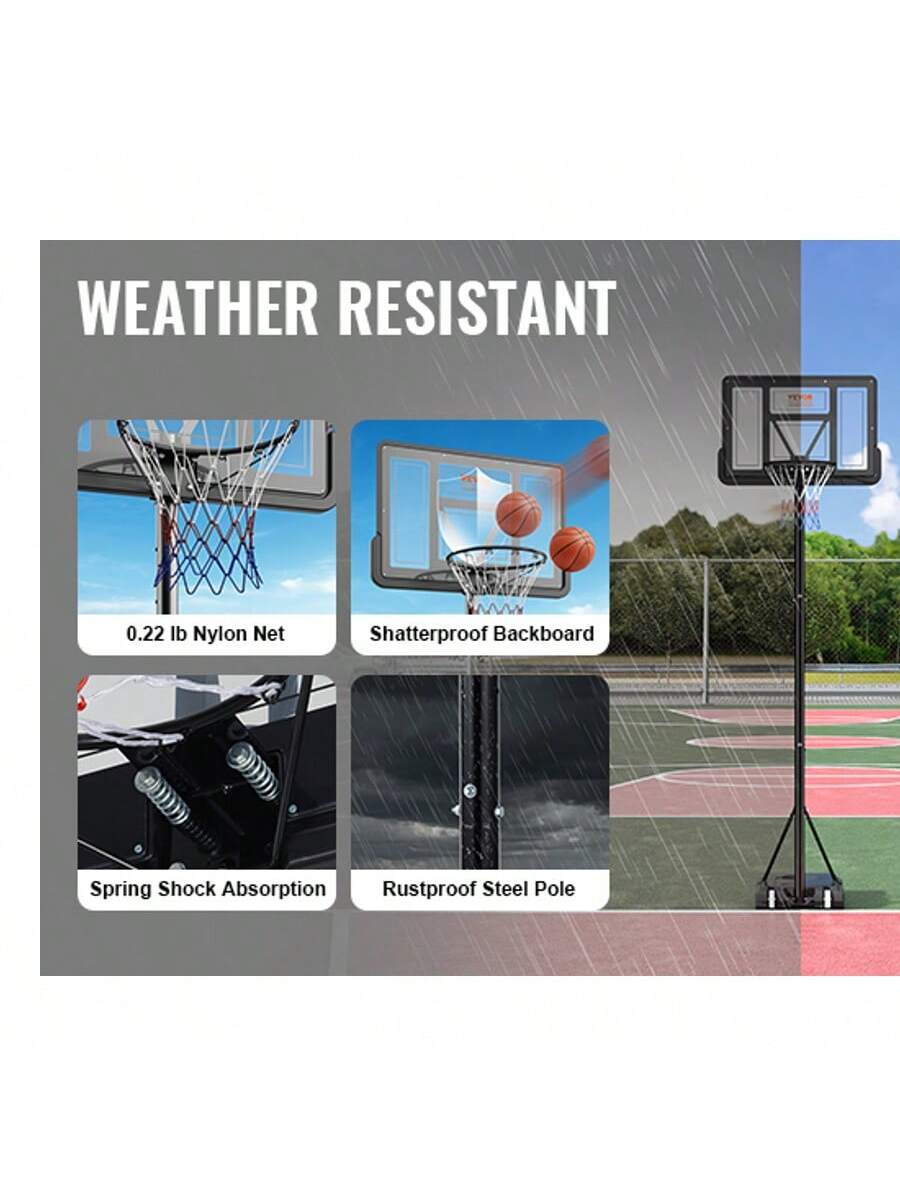 Basketball Hoop, 4-10 Ft Adjustable Height Portable Backboard System, 54 Inch Or 28 Inch Or 32 Inch Or 50 Inch Or 40 Inch Basketball Hoop & Goal, Basketball Set With Wheels, Stand, And Fillable Base