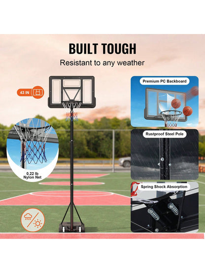 Basketball Hoop, 4-10 Ft Adjustable Height Portable Backboard System, 54 Inch Or 28 Inch Or 32 Inch Or 50 Inch Or 40 Inch Basketball Hoop & Goal, Basketball Set With Wheels, Stand, And Fillable Base