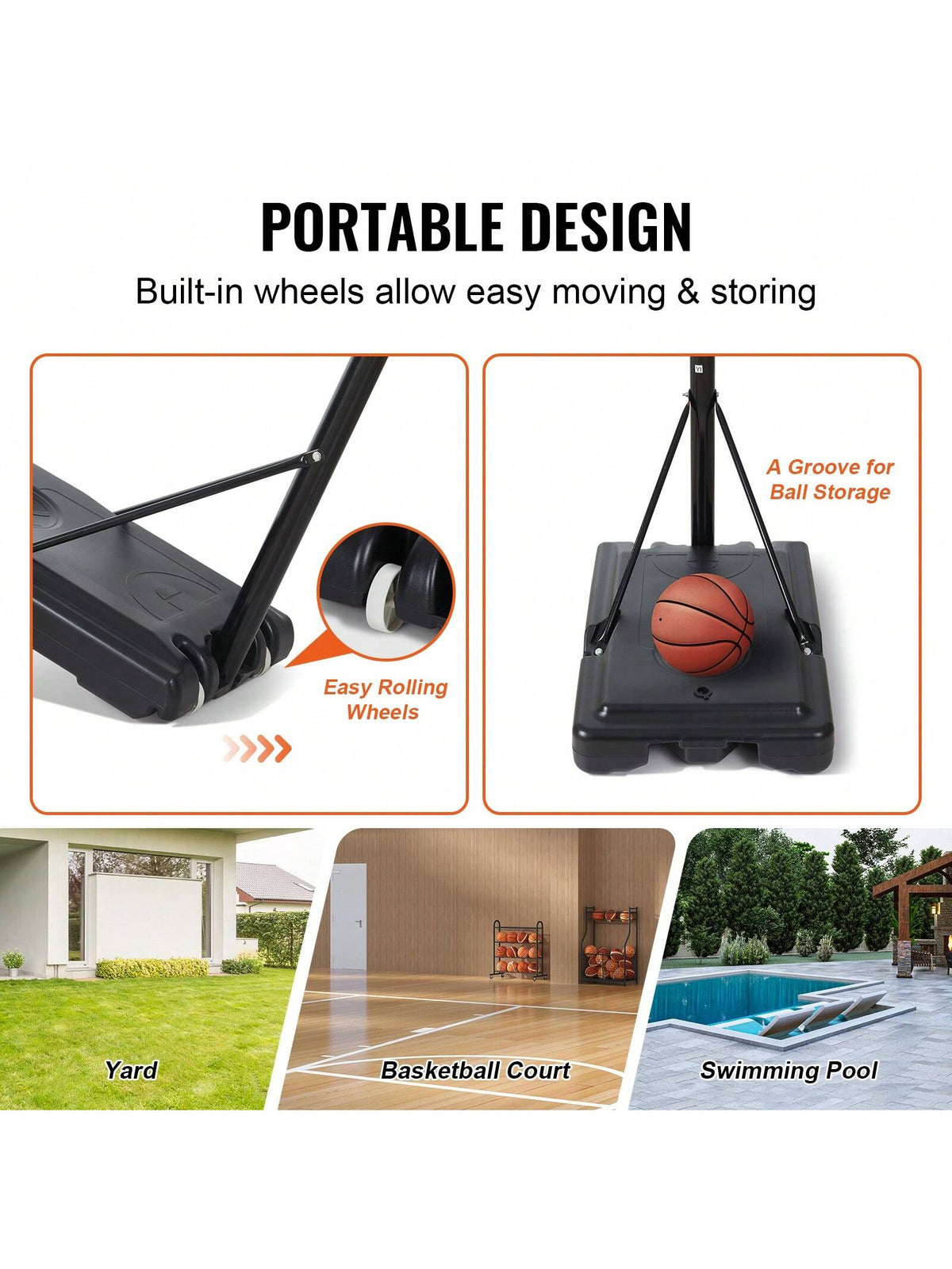 Basketball Hoop, 4-10 Ft Adjustable Height Portable Backboard System, 54 Inch Or 28 Inch Or 32 Inch Or 50 Inch Or 40 Inch Basketball Hoop & Goal, Basketball Set With Wheels, Stand, And Fillable Base