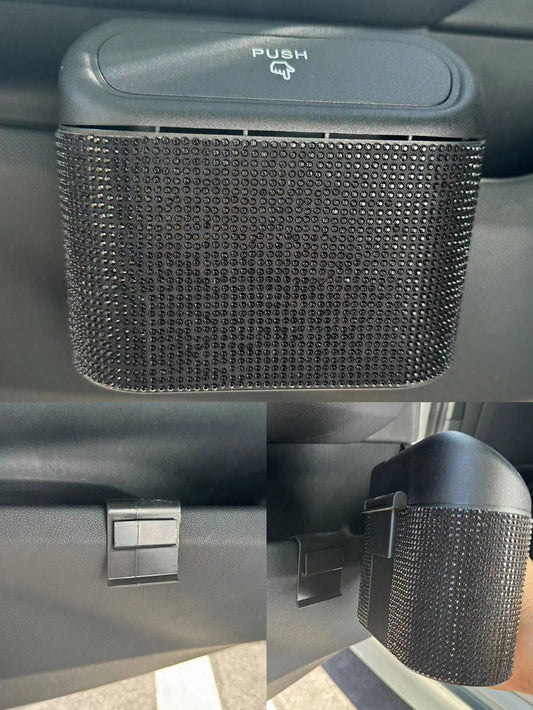 Bing Black Car Trash Can With Rhinestones