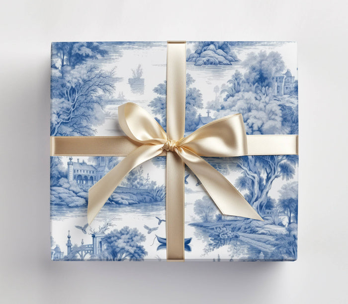 Blue  Toile Gift Wrap