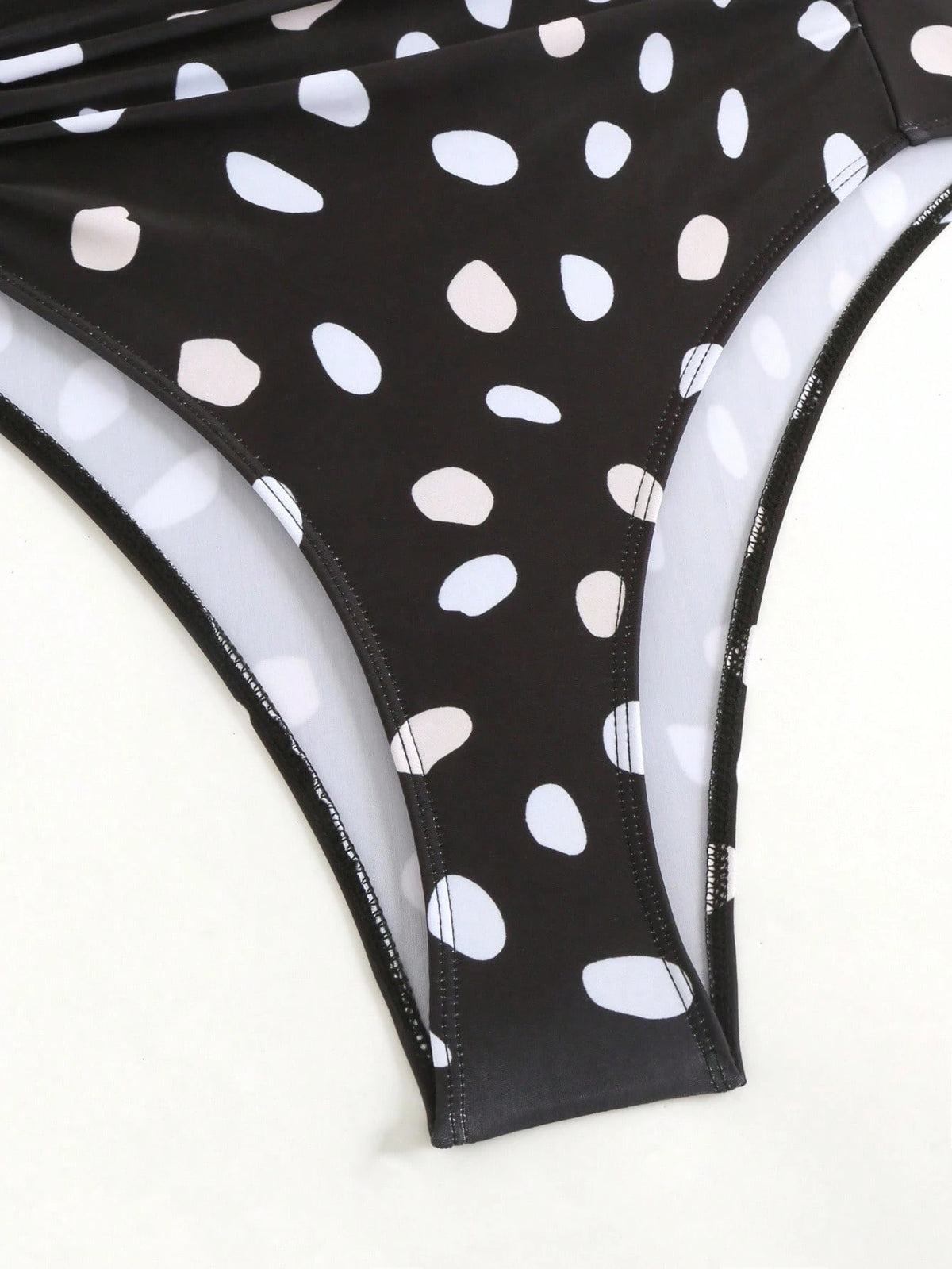 Bonvoyette Asymmetrical Polka Dot Halter One Piece Swimsuit & Maxi Skirt Set For Women
