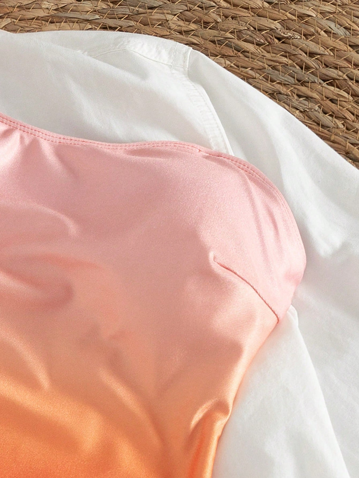 Bonvoyette Summer Vacation Gradient Print Detachable Strap Bandeau One-Piece Swimsuit