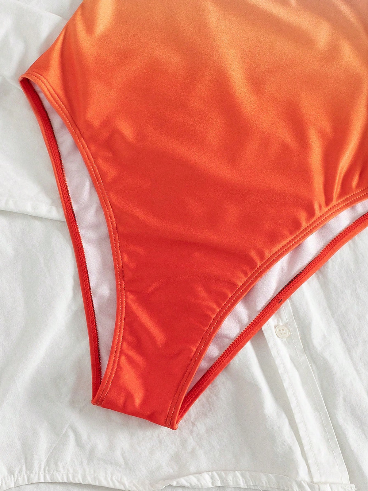 Bonvoyette Summer Vacation Gradient Print Detachable Strap Bandeau One-Piece Swimsuit