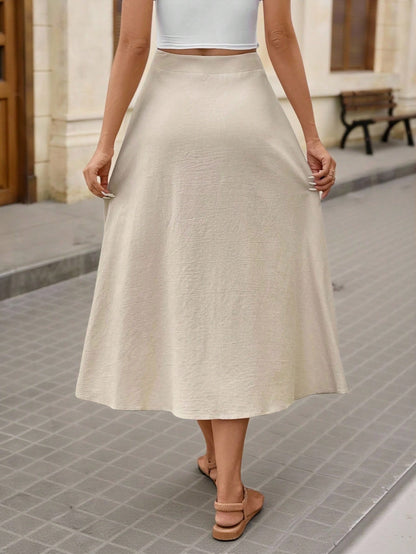 Brillora Button Front Flare Skirt