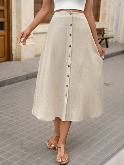 Brillora Button Front Flare Skirt
