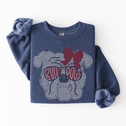 Bulldog with Glasses and Bow SPANGLE TRANSFER