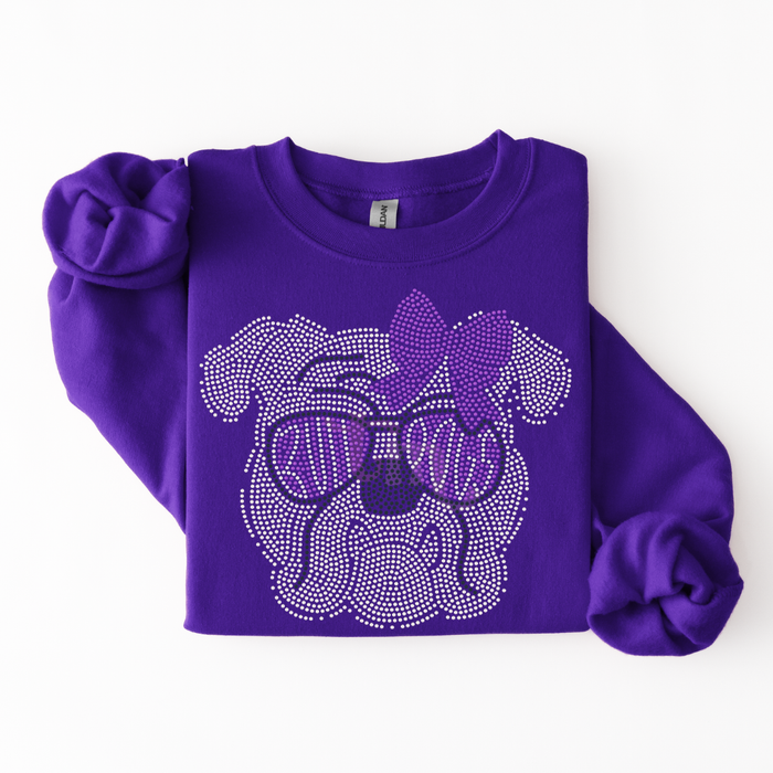 Bulldog with Glasses and Bow SPANGLE TRANSFER