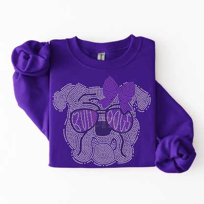 Bulldog with Glasses and Bow SPANGLE TRANSFER