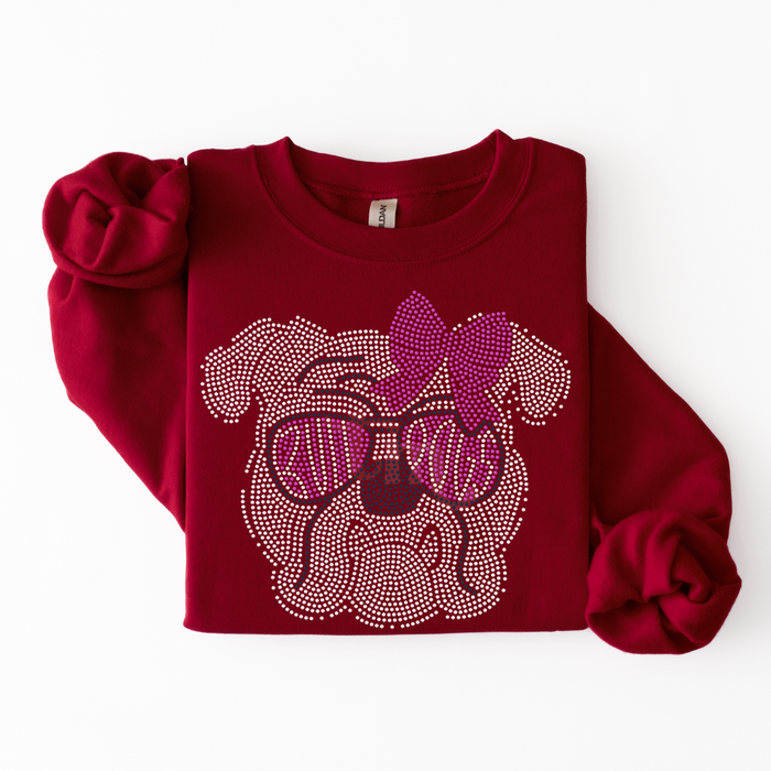 Bulldog with Glasses and Bow SPANGLE TRANSFER