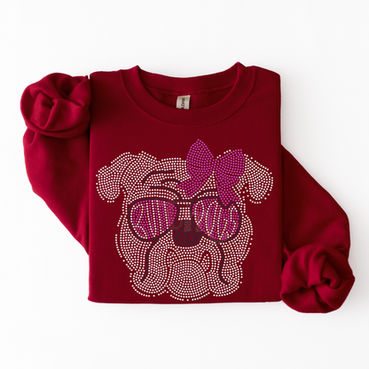 Bulldog with Glasses and Bow SPANGLE TRANSFER