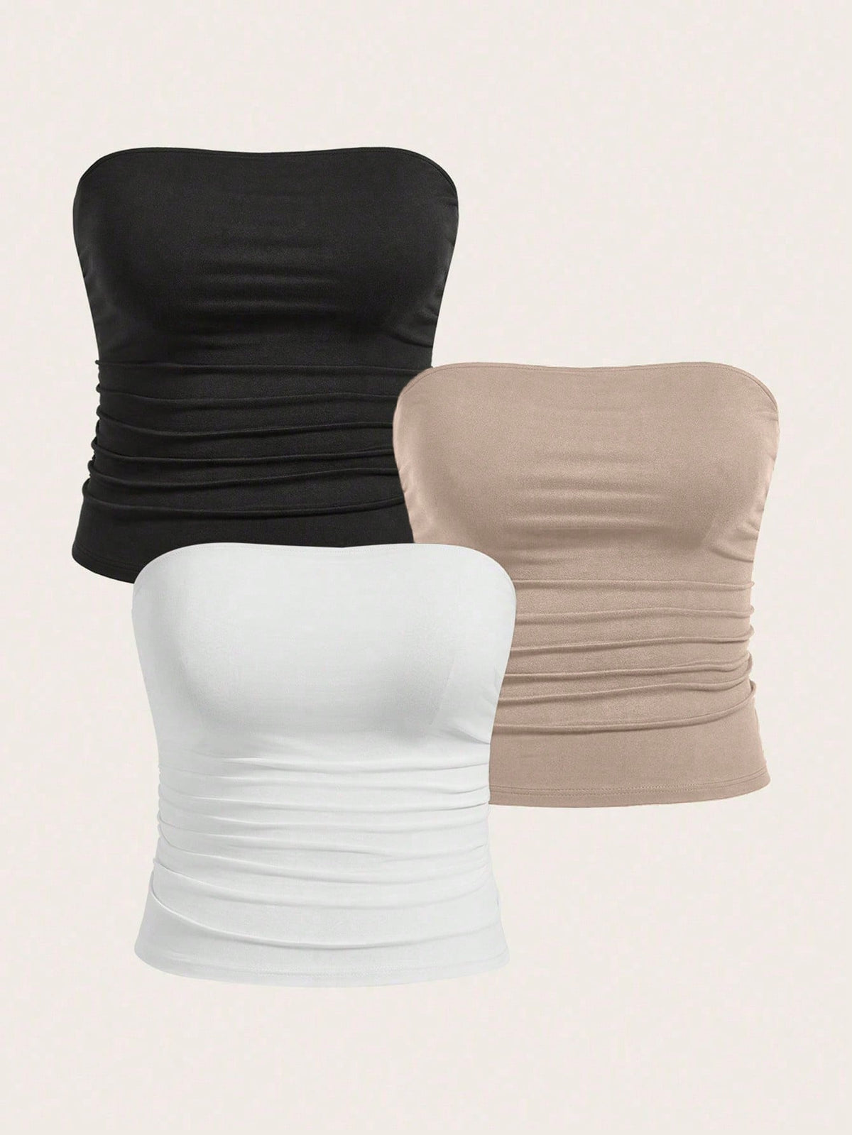 Calvaya Plus Size Women Solid Color Pleated Ruched Casual Top