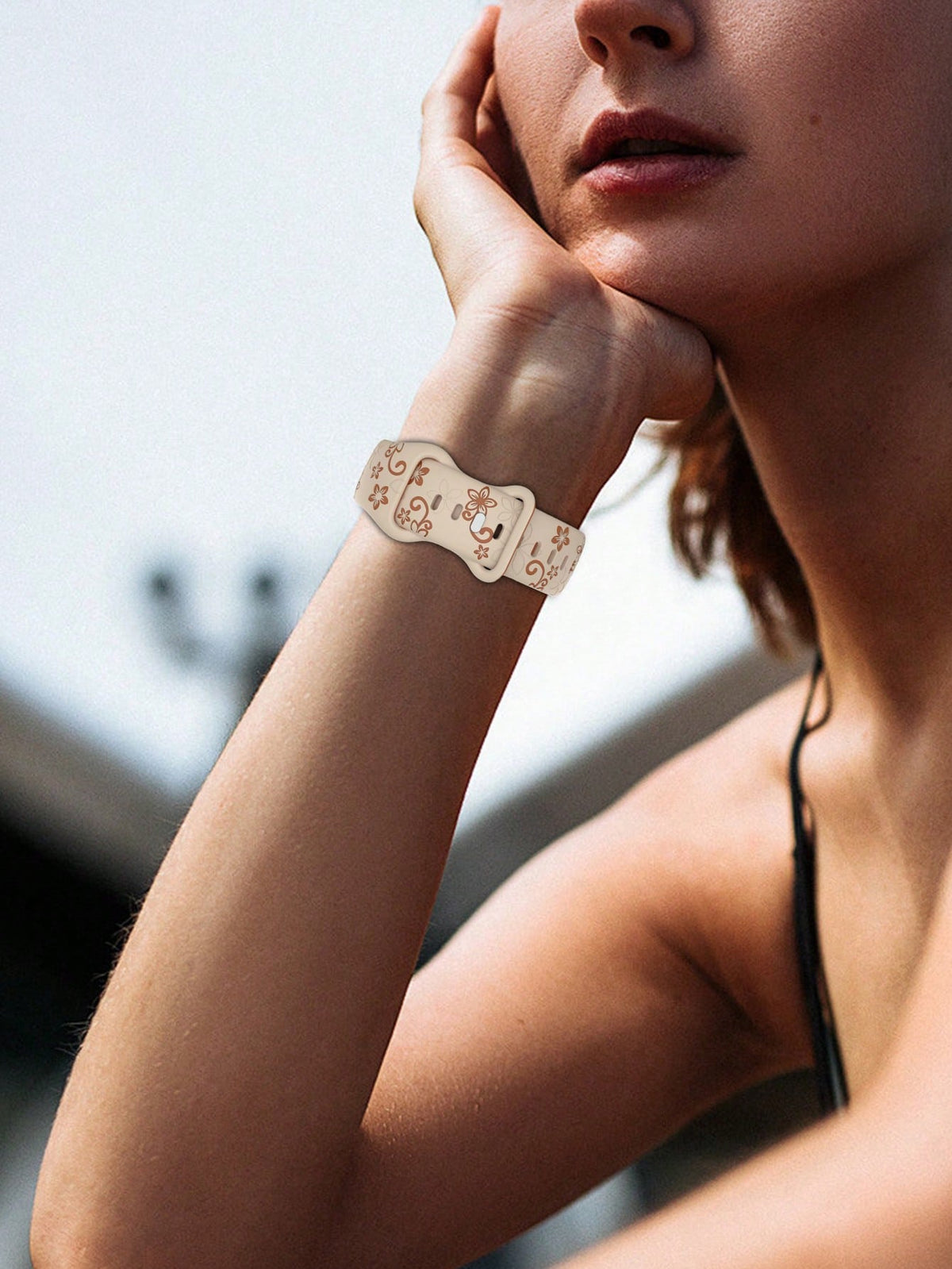 Cherry Blossom Floral Carved Watch Band, Compatible With Apple Watch 41mm 40mm 44mm 45mm 42mm 38mm 49mm 46mm, Cute Flower, Soft Silicone Sports Watch Band, Compatible With Apple Watch Series 11 10 SE