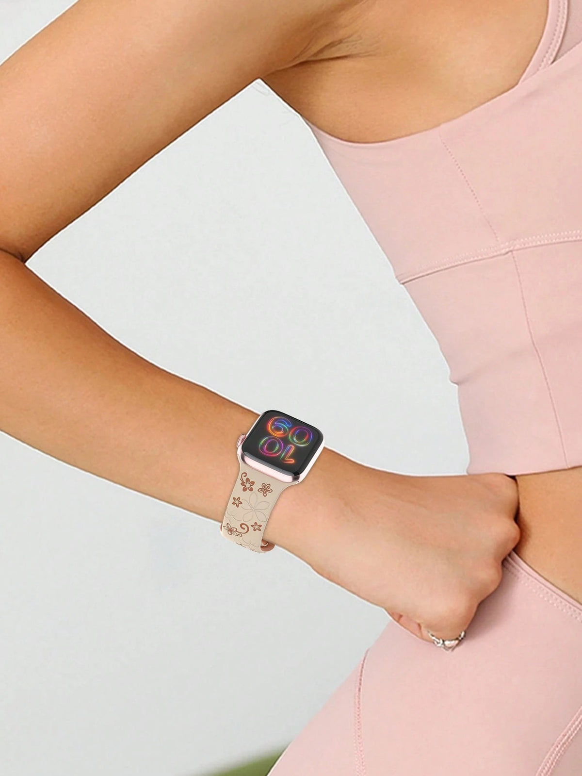 Cherry Blossom Floral Carved Watch Band, Compatible With Apple Watch 41mm 40mm 44mm 45mm 42mm 38mm 49mm 46mm, Cute Flower, Soft Silicone Sports Watch Band, Compatible With Apple Watch Series 11 10 SE