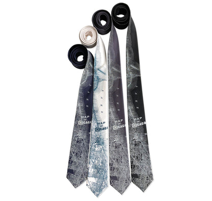 Chicago City Map Print Neckties, by Cyberoptix