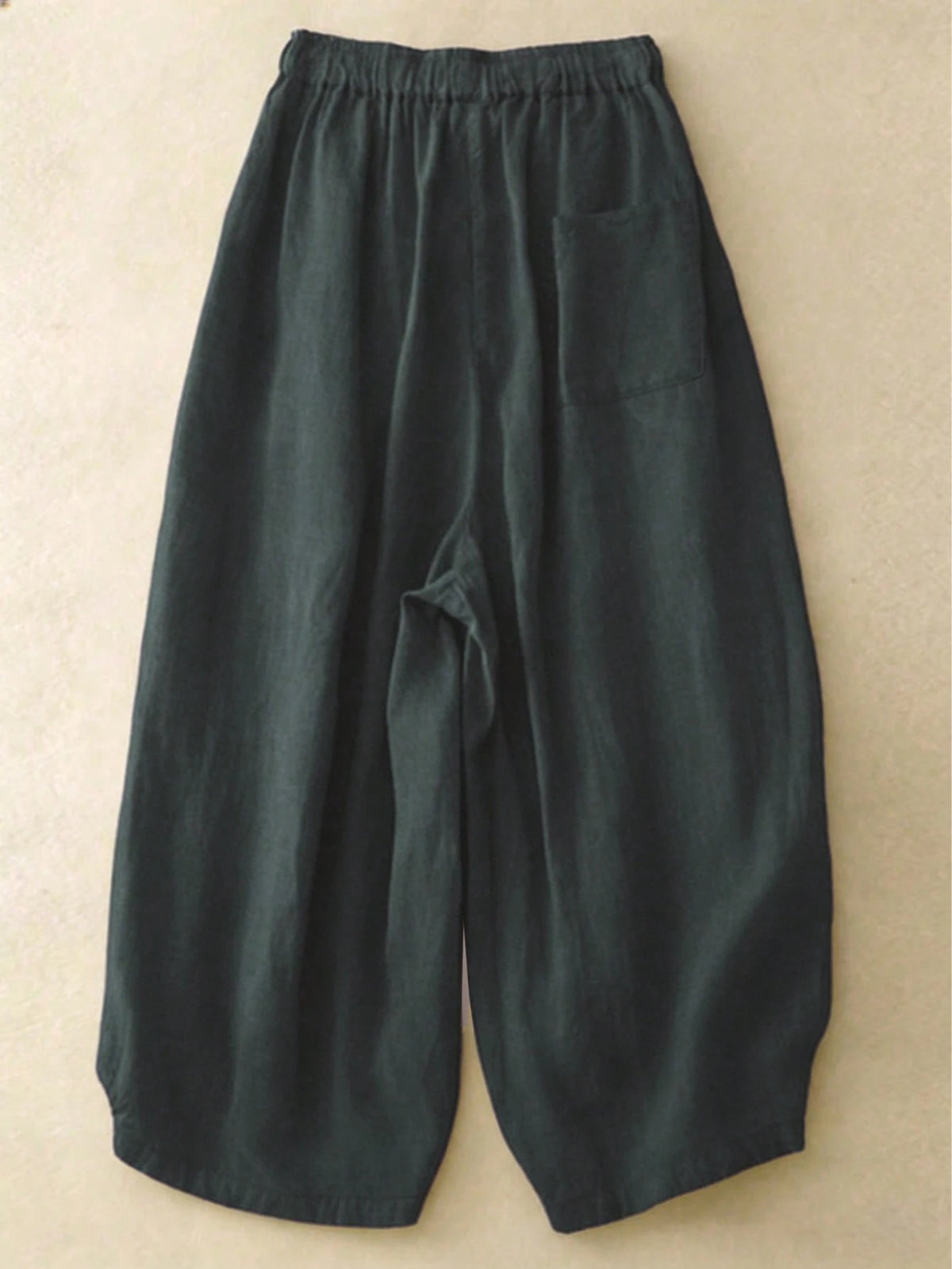 Comfortable Casual High Waist Elastic Linen Drape Pants, Suitable For Autumn & Summer Spring