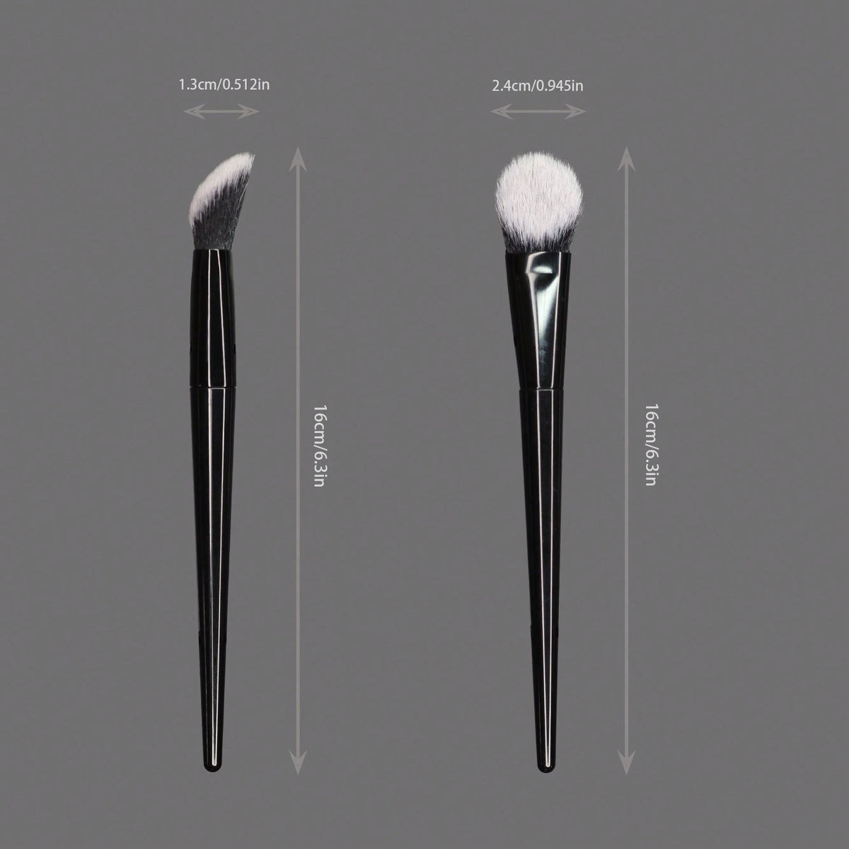 Contour Concealer Brush With Slanted Angled Ferrule And Large Curved Bristles, Available In 3 Colors. The Angled And Curved Design Effectively Fits The Contours Of The Face For Efficient Concealing.,F