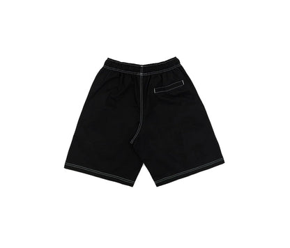 Contrast Twill Shorts In Black - Four Street