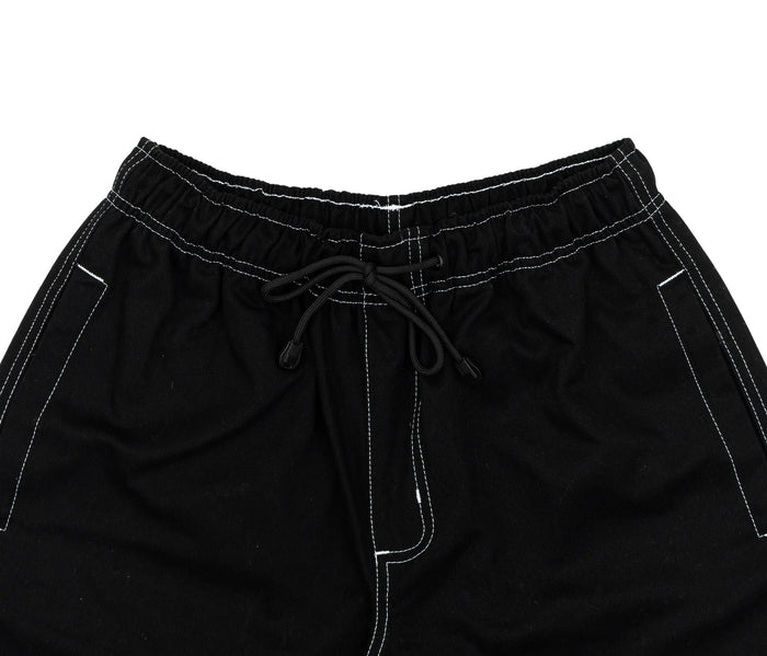 Contrast Twill Shorts In Black - Four Street